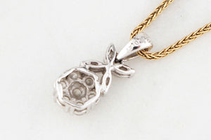 RETRO .41ct c1980 DIAMOND CLUSTER PENDANT 18ct WHITE GOLD