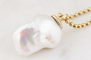 BESPOKE BAROQUE FLAME PEARL PENDANT 14ct GOLD
