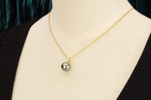 VINTAGE TAHITIAN PEARL & DIAMOND PENDANT 18ct GOLD