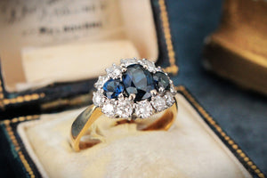 VINTAGE SAPPHIRE & DIAMOND RING 18ct GOLD