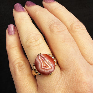 BESPOKE BANDED AGATE RING 9ct GOLD