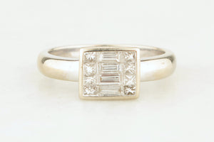 RETRO DIAMOND .50ct CLUSTER RING 18ct WHITE GOLD
