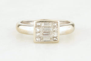 RETRO DIAMOND .50ct CLUSTER RING 18ct WHITE GOLD