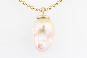 BESPOKE BAROQUE FLAME PEARL PENDANT 14ct GOLD