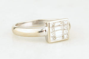 RETRO DIAMOND .50ct CLUSTER RING 18ct WHITE GOLD