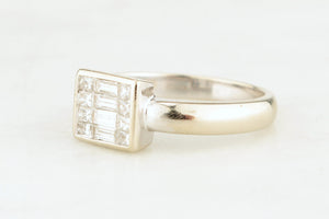 RETRO DIAMOND .50ct CLUSTER RING 18ct WHITE GOLD