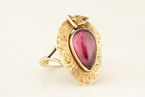 ANTIQUE VICTORIAN GARNET c1860 MOURNING RING 9ct GOLD