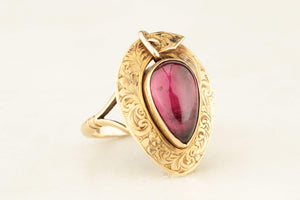 ANTIQUE VICTORIAN GARNET c1860 MOURNING RING 9ct GOLD