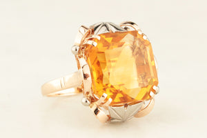 VINTAGE c1950 12.40ct CITRINE COCKTAIL RING 18ct GOLD