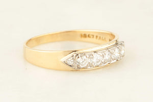 VINTAGE c1940 SEVEN STONE DIAMOND RING 18ct GOLD & PALLADIUM