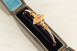 ANTIQUE EDWARDIAN c1900 PASTE & SEED PEARL BANGLE 9ct GOLD