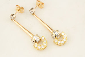 VINTAGE c1940 2ct DIAMOND PENDANT EARRINGS 18ct GOLD