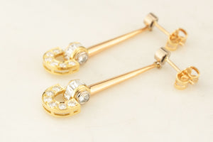 VINTAGE c1940 2ct DIAMOND PENDANT EARRINGS 18ct GOLD