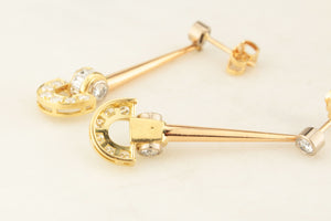 VINTAGE c1940 2ct DIAMOND PENDANT EARRINGS 18ct GOLD