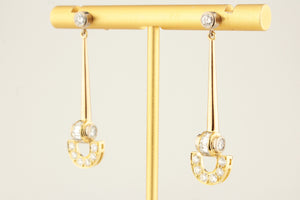 VINTAGE c1940 2ct DIAMOND PENDANT EARRINGS 18ct GOLD