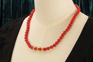 BESPOKE RED AGATE BEADS 18 & 14ct GOLD