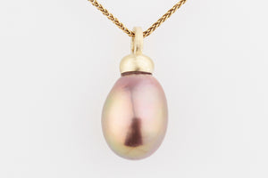 BESPOKE PEACOCK BAROQUE PEARL PENDANT 14ct GOLD