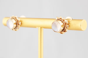 VINTAGE MOONSTONE EARRINGS 9ct GOLD