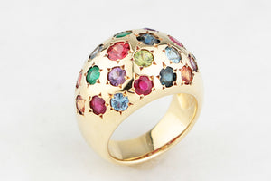 VINTAGE SCATTERED GEM BOMBE RING 18ct GOLD