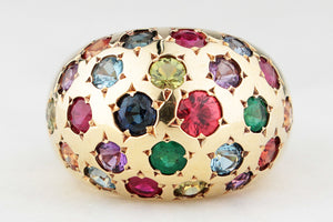 VINTAGE SCATTERED GEM BOMBE RING 18ct GOLD