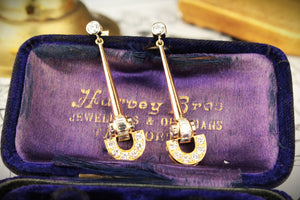 VINTAGE c1940 2ct DIAMOND PENDANT EARRINGS 18ct GOLD