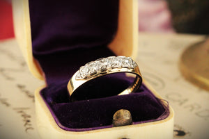 VINTAGE c1940 SEVEN STONE DIAMOND RING 18ct GOLD & PALLADIUM