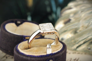 RETRO DIAMOND .50ct CLUSTER RING 18ct WHITE GOLD