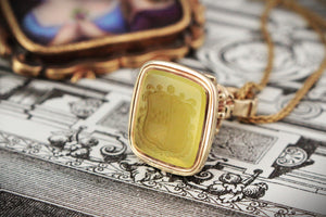 VICTORIAN CITRINE INTAGLIO FOB SEAL 9ct GOLD