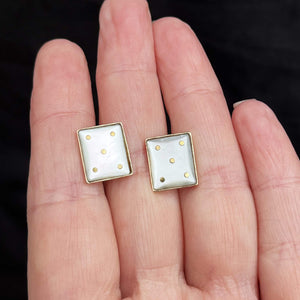 VINTAGE MOTHER OF PEARL LUCKY FIVE EARRINGS 9ct GOLD