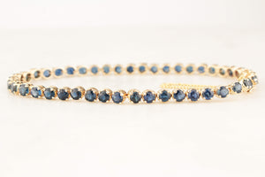 VINTAGE ESTATE 7.25ct SAPPHIRE LINE BRACELET 14ct GOLD