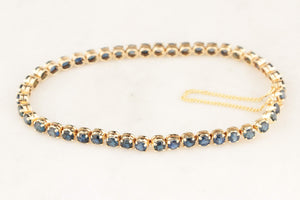 VINTAGE ESTATE 7.25ct SAPPHIRE LINE BRACELET 14ct GOLD