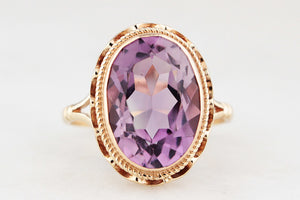 VINTAGE 1968 AMETHYST COCKTAIL RING 9ct GOLD