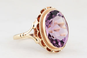 VINTAGE 1968 AMETHYST COCKTAIL RING 9ct GOLD