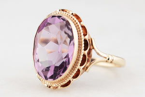 VINTAGE 1968 AMETHYST COCKTAIL RING 9ct GOLD
