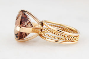 VINTAGE 17ct IMPERIAL TOPAZ COCKTAIL RING 14ct GOLD