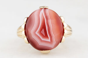 BESPOKE BANDED AGATE RING 9ct GOLD