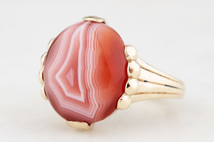 BESPOKE BANDED AGATE RING 9ct GOLD