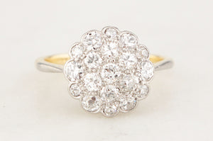 ANTIQUE c1920 1ct DIAMOND CLUSTER RING 18ct GOLD & PLATINUM