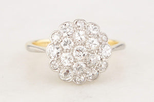 ANTIQUE c1920 1ct DIAMOND CLUSTER RING 18ct GOLD & PLATINUM