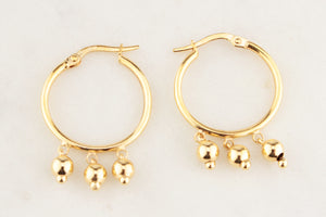 RETRO HOOP & BEAD EARRINGS 9ct GOLD