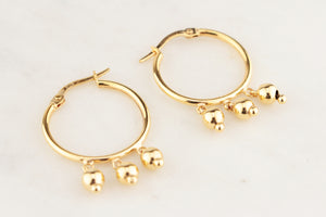 RETRO HOOP & BEAD EARRINGS 9ct GOLD