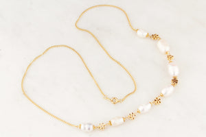 VINTAGE BAROQUE PEARL NECKLACE 14ct GOLD