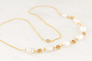 VINTAGE BAROQUE PEARL NECKLACE 14ct GOLD