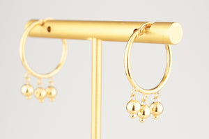 RETRO HOOP & BEAD EARRINGS 9ct GOLD