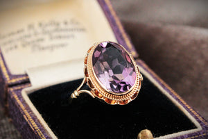 VINTAGE 1968 AMETHYST COCKTAIL RING 9ct GOLD