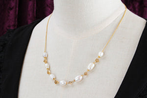 VINTAGE BAROQUE PEARL NECKLACE 14ct GOLD