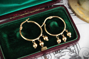 RETRO HOOP & BEAD EARRINGS 9ct GOLD