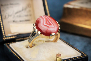 BESPOKE BANDED AGATE RING 9ct GOLD