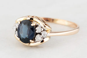 VINTAGE ESTATE SAPPHIRE & DIAMOND RING 18ct GOLD