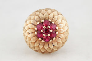 VINTAGE 1940s RUBY COCKTAIL RING 14ct GOLD